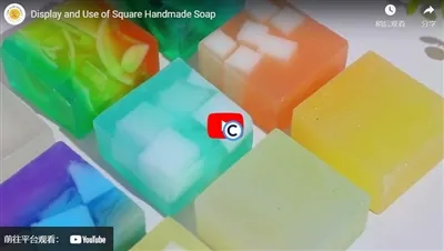 Neliönmuotoisen käsintehdyn saippuan näyttö ja käyttö